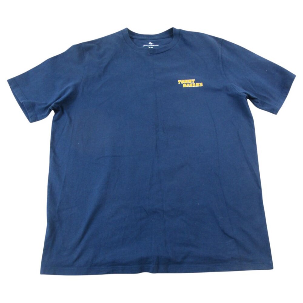Tommy Bahama Tee Shirt Mens Medium Navy Mower Lawn In 60 Seconds Garden Tractor